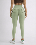Iris Leggings Mint by Lauven - Ankle-length mint green leggings with pockets, featuring a high waistband and a flattering fit.