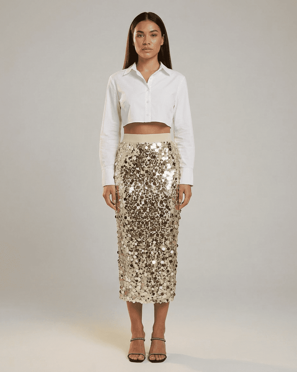 Aureline Midi Skirt by Lauven - Sequin high waist bodycon midi skirt featuring a stylish silhouette.