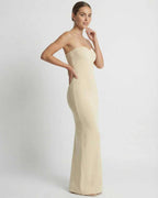 Aurora Maxi Dress by Lauven, strapless slim fit ankle-length dress showcasing sleek elegance and a stunning silhouette.