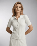 Lauven Capri Polo Shirt in white, featuring a slim fit and classic collar, ideal for summer fashion.