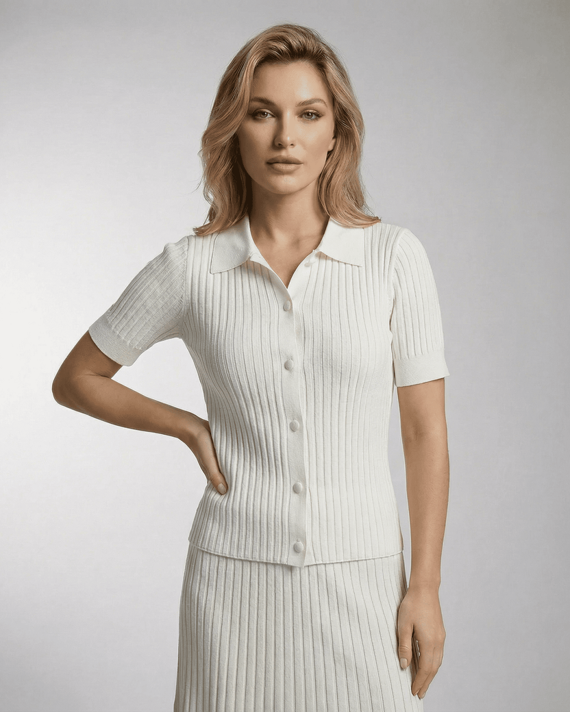 Capri Polo Shirt by Lauven - Women's Slim Knit Polo Shirt in Lightweight Summer Fabric