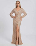 Celeste Maxi Dress by Lauven in elegant sequin design, showcasing a glamorous silhouette and flattering V-neckline.