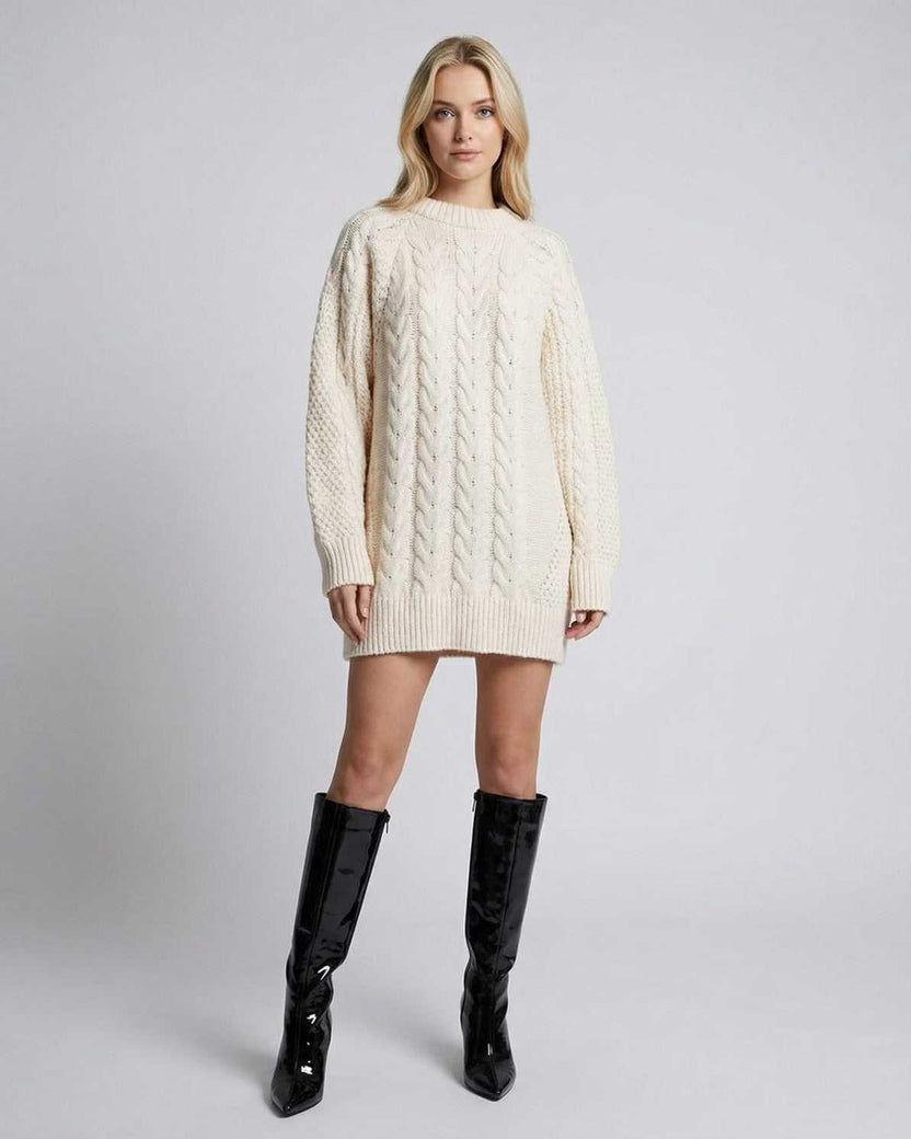 Eira Sweater by Lauven, featuring a minimal cable-knit design and modern silhouette, perfect for everyday wear.