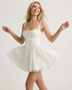 Elysia Mini Dress by Lauven featuring a corset bodice and flared skirt, perfect for a stylish club-ready look.
