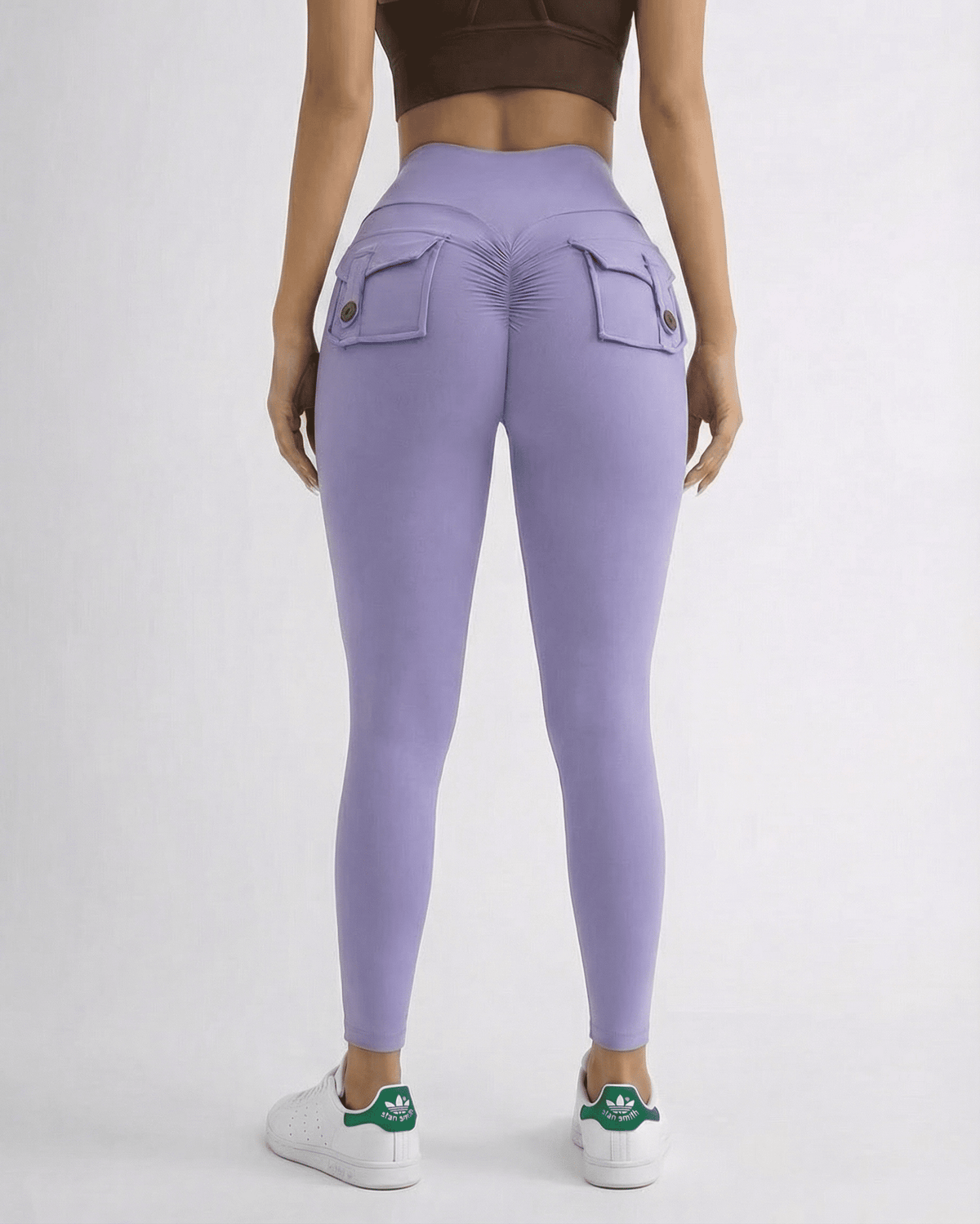 Iris Leggings by Lauven - Lavender ankle-length leggings with pockets, showcasing a flattering fit and sleek design.