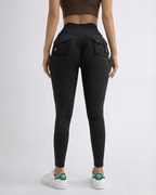 Iris Leggings Black from Lauven - Sleek ankle-length leggings with pockets, high waistband, and seamless silhouette.