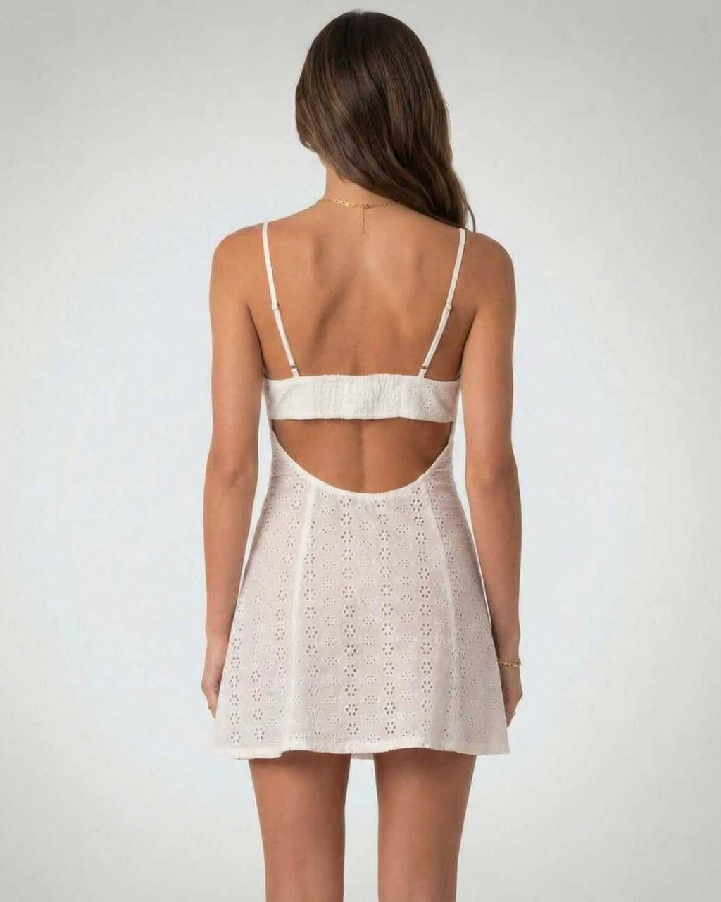 Luna Mini Dress by Lauven featuring an elegant A-line design and back hollow out detail.