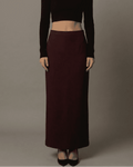 Merlot Maxi Skirt by Lauven - High-waisted straight silhouette with elegant slit.