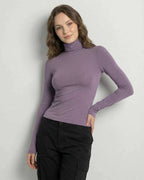 Nova Long Sleeve by Lauven – Women’s lilac long sleeve high round neck top, stylish and comfortable.