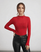 Scarlet Blouse by Lauven — Long sleeve sequin blouse with round neck and slim fit, perfect for everyday and evening styling.