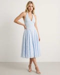 Selene Midi Dress by Lauven, elegant A-line silhouette in soft jacquard fabric, perfect for modern occasionwear.