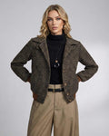 Cambridge Jacket by Lauven - Women’s plaid jacket featuring a lapel collar and long sleeves, styled for classic elegance.