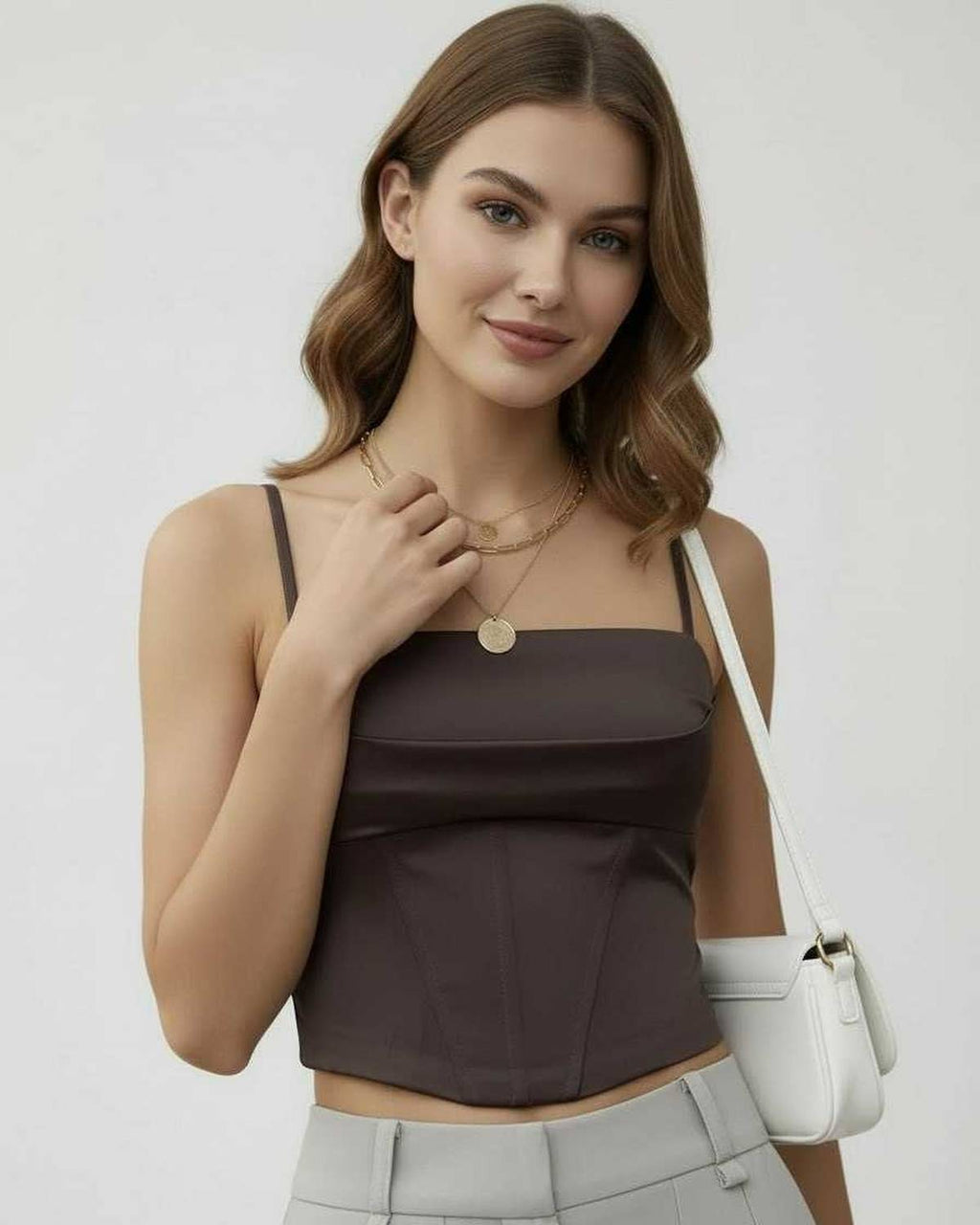 Luna Corset Top by Lauven, featuring a satin structure and modern design, perfect for an elegant wardrobe.