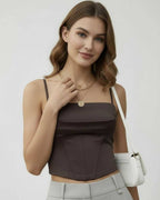 Luna Corset Top by Lauven, featuring a satin structure and modern design, perfect for an elegant wardrobe.