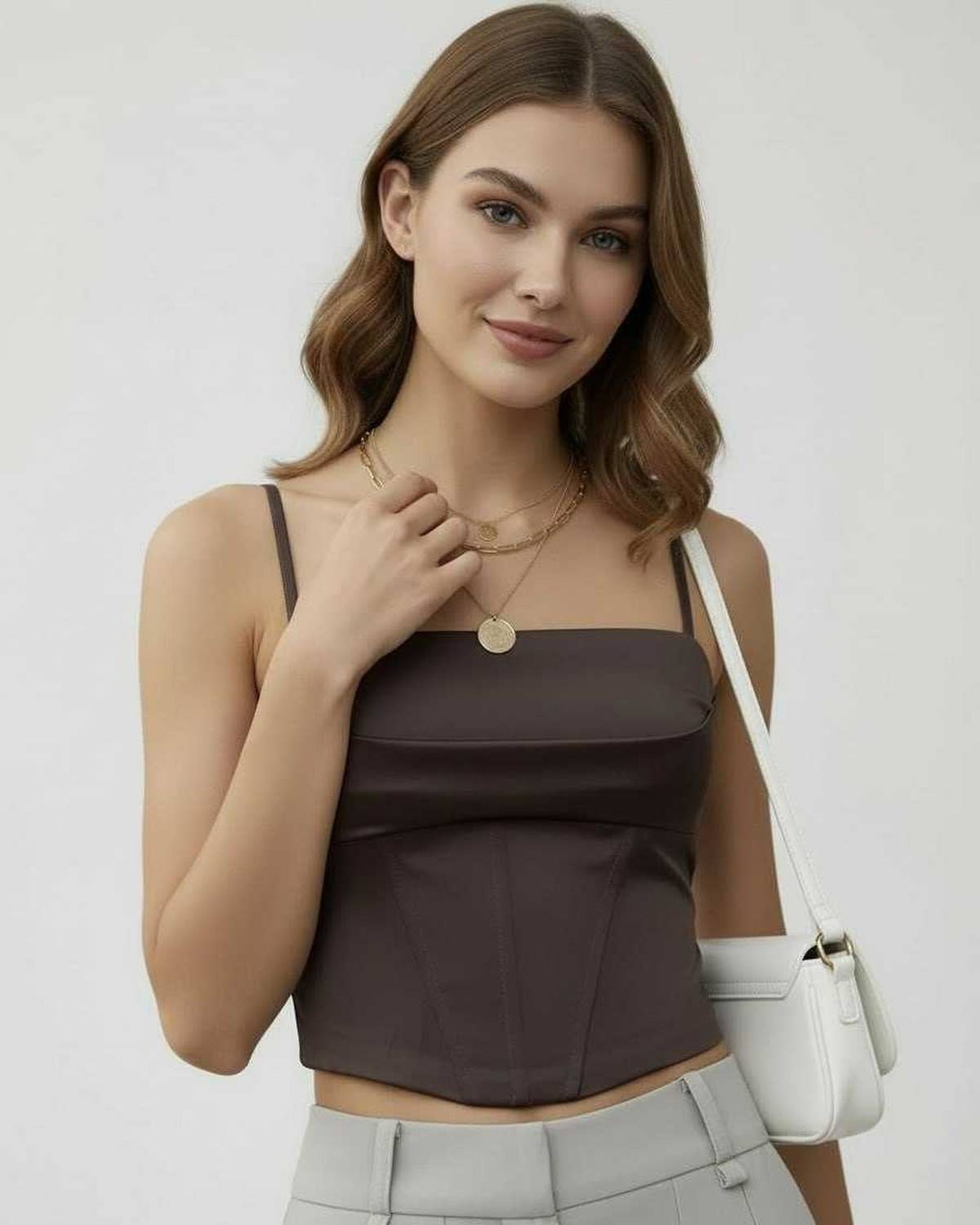 Luna Corset Top by Lauven, featuring a satin structure and modern design, perfect for an elegant wardrobe.