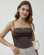 Luna Corset Top by Lauven featuring structured satin design and modern appeal, perfect for stylish ensembles.