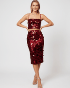 Lustra Sequin Set featuring a high-shine two-piece with reflective sequins by Lauven, perfect for evening glam.