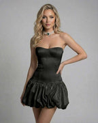 Lauven Midnight Mini Dress – Black Strapless Bodycon Mini Dress with Backless Detail, sleek and stylish.
