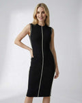 Orion Midi Dress by Lauven - Sleeveless ribbed knit elegant work midi dress for modern professionals.