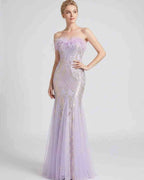 Celestia Maxi Dress by Lauven — polyester-spandex sleeveless off-the-shoulder mermaid maxi dress