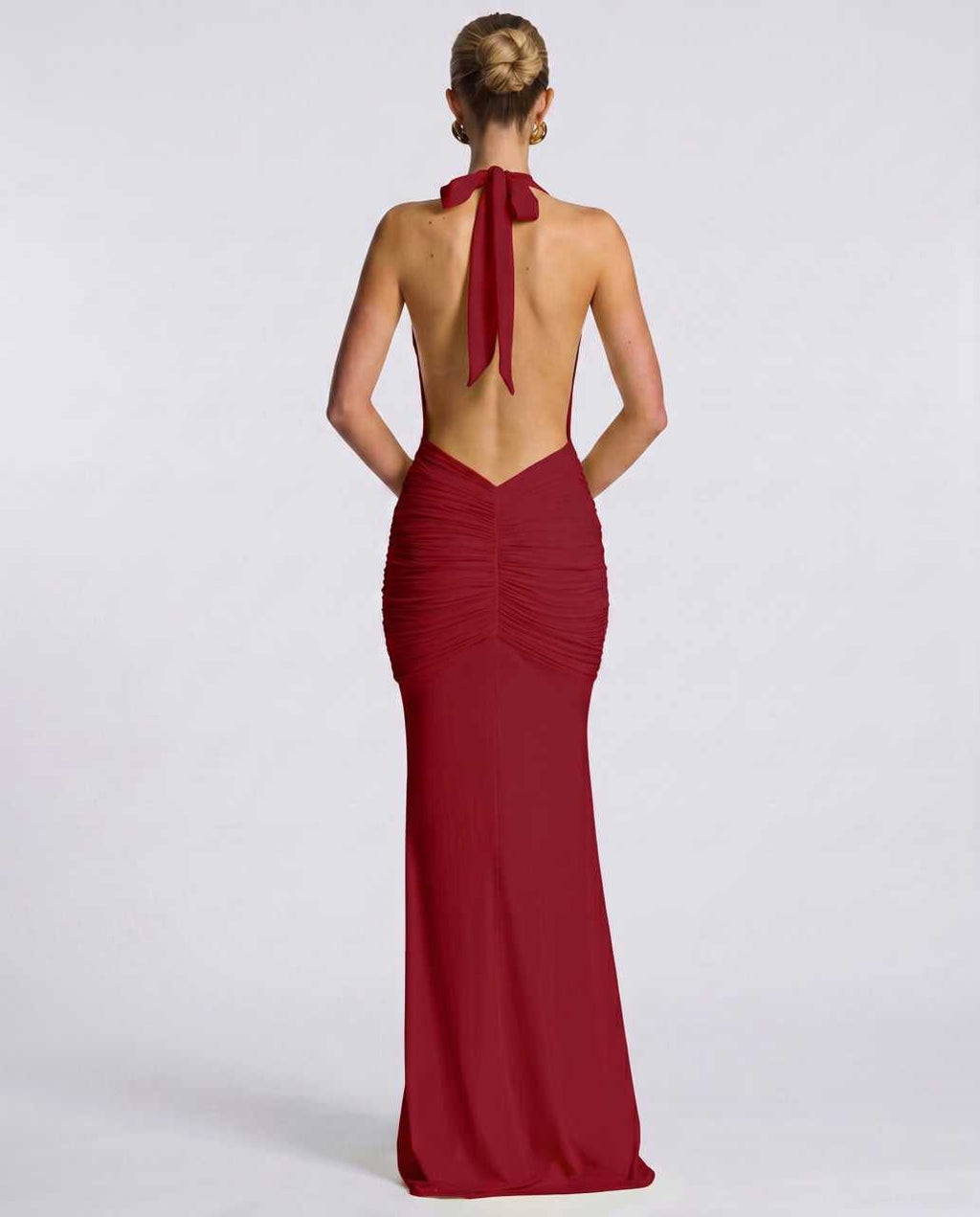 Solvane Maxi Dress by Lauven — stretch mesh sleeveless halter neck slim fit maxi dress