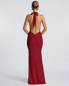Solvane Maxi Dress by Lauven — stretch mesh sleeveless halter neck slim fit maxi dress