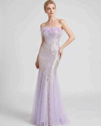 Celestia Maxi Dress by Lauven — polyester-spandex sleeveless off-the-shoulder mermaid maxi dress