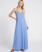 Solenne Maxi Dress by Lauven — soft stretch sleeveless V-neck relaxed A-line maxi dress