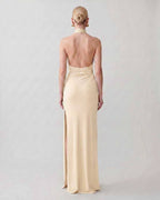 Serelle Maxi Dress by Lauven — polyester sleeveless halter neck fitted column maxi dress