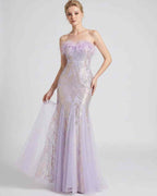 Celestia Maxi Dress by Lauven — polyester-spandex sleeveless off-the-shoulder mermaid maxi dress