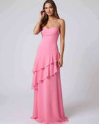 Rosette Maxi Dress by Lauven — polyester V-neck sleeveless bodycon maxi dress with layered ruffles