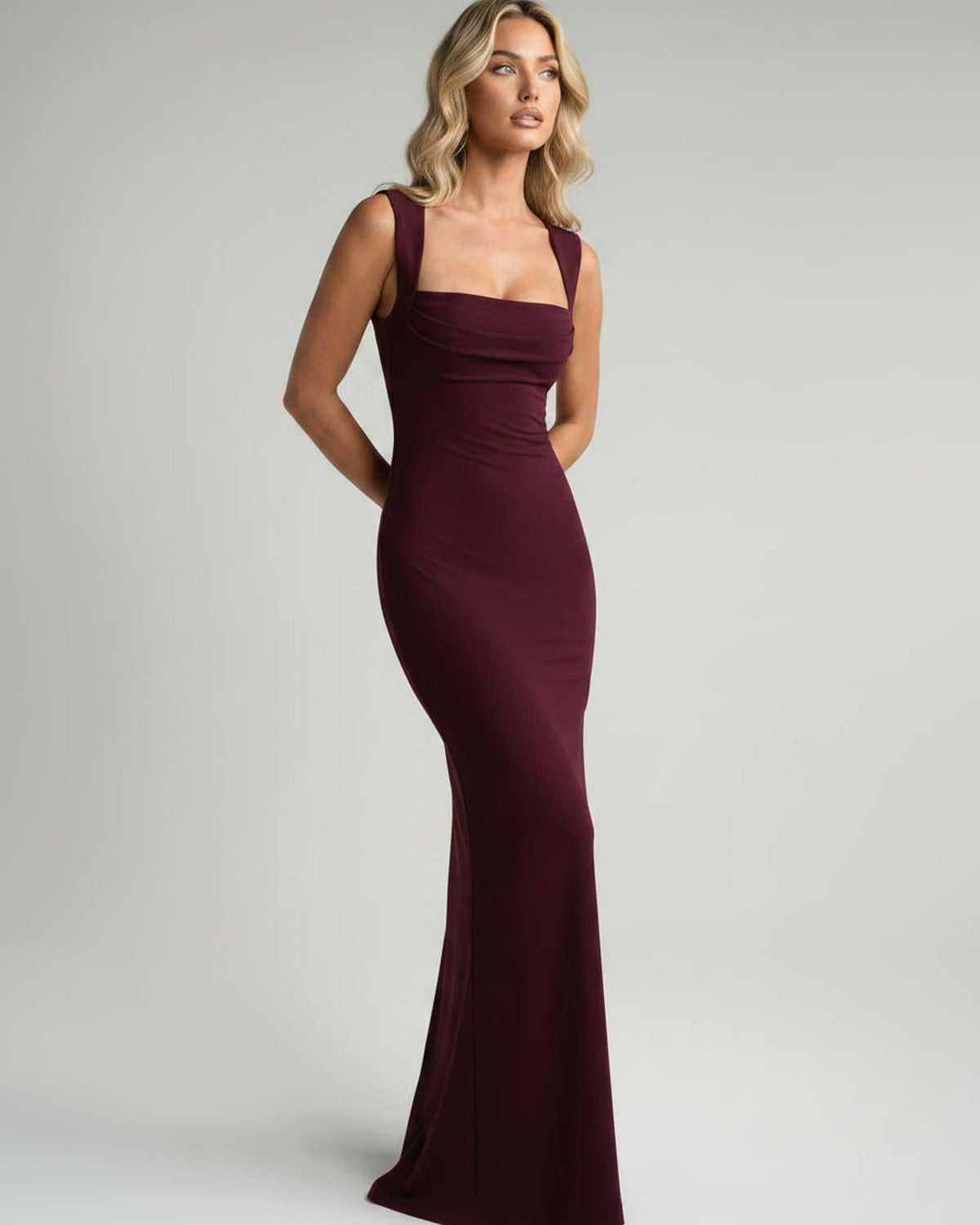 Veloura Maxi Dress by Lauven — stretch sleeveless square neck bodycon maxi dress
