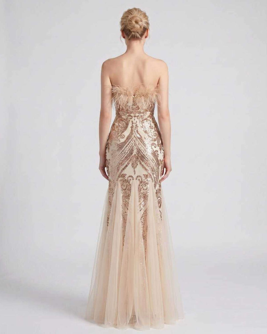 Celestia Maxi Dress by Lauven — polyester-spandex sleeveless off-the-shoulder mermaid maxi dress