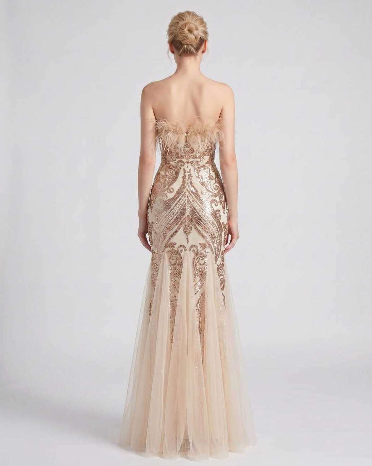Celestia Maxi Dress by Lauven — polyester-spandex sleeveless off-the-shoulder mermaid maxi dress
