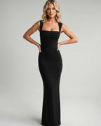 Veloura Maxi Dress by Lauven — stretch sleeveless square neck bodycon maxi dress