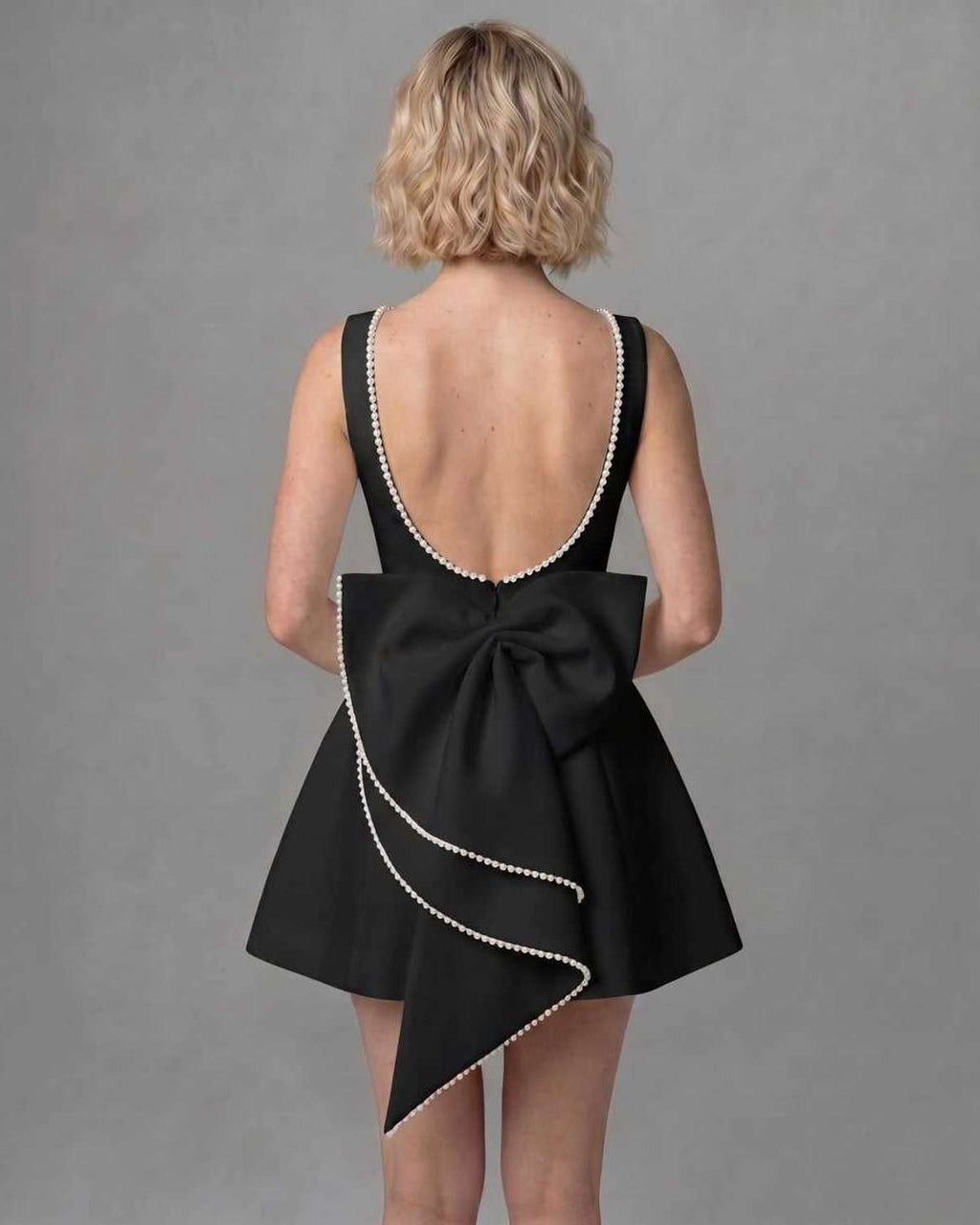 Harmonia Mini Dress by Lauven — structured sleeveless boat neck A-line mini dress