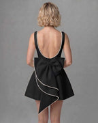 Harmonia Mini Dress by Lauven — structured sleeveless boat neck A-line mini dress