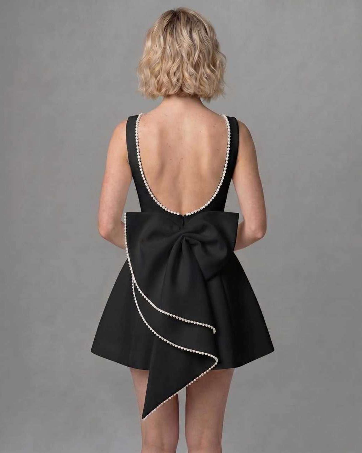 Harmonia Mini Dress by Lauven — structured sleeveless boat neck A-line mini dress