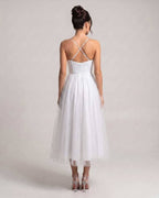 Elara Midi Dress by Lauven — tulle sleeveless sweetheart neck structured bodice midi dress