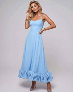 Aurelia Maxi Dress by Lauven — lightweight sleeveless scoop neck fit and flare maxi dress