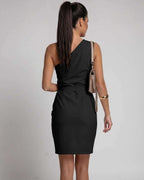 Celestia Midi Dress by Lauven — polyester cotton sleeveless slash neck midi dress with tie waist
