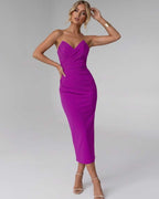 Serelle Midi Dress by Lauven — smooth stretch strapless sweetheart neck fitted midi dress