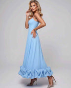 Aurelia Maxi Dress by Lauven — lightweight sleeveless scoop neck fit and flare maxi dress
