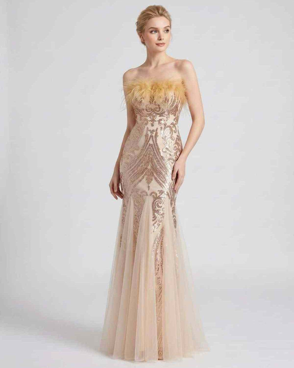 Celestia Maxi Dress by Lauven — polyester-spandex sleeveless off-the-shoulder mermaid maxi dress