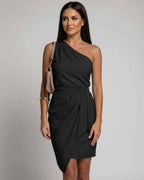 Celestia Midi Dress by Lauven — polyester cotton sleeveless slash neck midi dress with tie waist