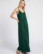 Solenne Maxi Dress by Lauven — soft stretch sleeveless V-neck relaxed A-line maxi dress