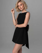 Harmonia Mini Dress by Lauven — structured sleeveless boat neck A-line mini dress