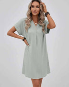 Lunelle Mini Dress by Lauven — textured short sleeve V-neck relaxed mini dress