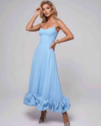 Aurelia Maxi Dress by Lauven — lightweight sleeveless scoop neck fit and flare maxi dress