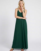 Solenne Maxi Dress by Lauven — soft stretch sleeveless V-neck relaxed A-line maxi dress